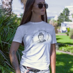 BOUDDHA QUOTE T-SHIRT : "Pain is certain, Suffering is optional" - white UNISEX TEE